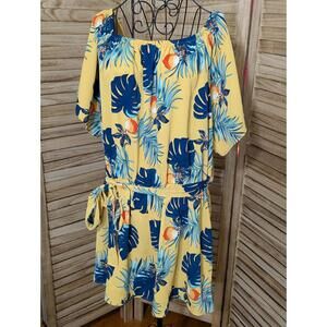 Watermelon Yellow Orange Blue Floral Women's Romper 2xl